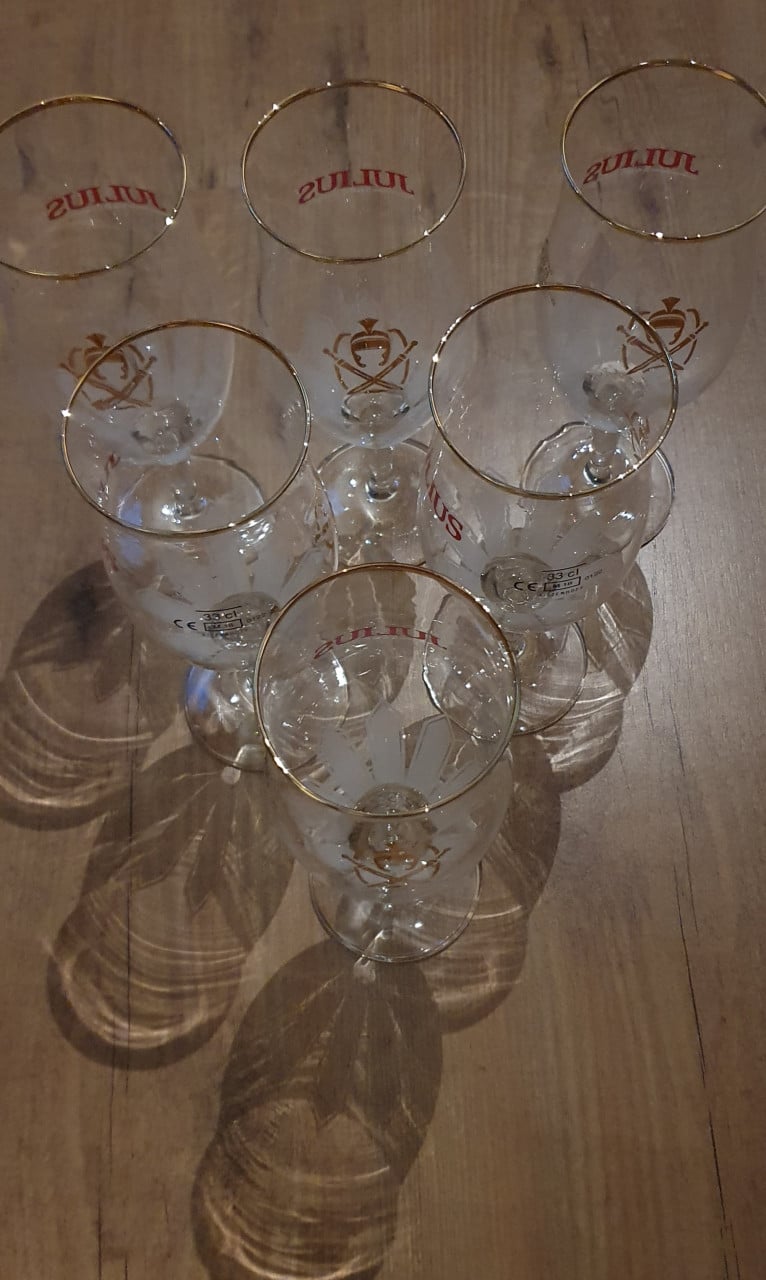 6 Julius bierglazen + 300 viltjes + 8 plastic tafelkaartjes Promo