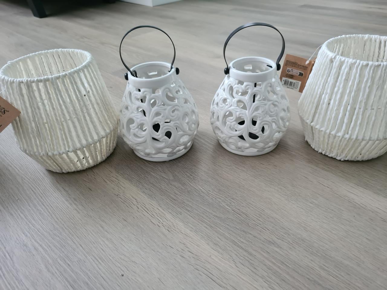 Windlichten raffia met glas NIEUW!