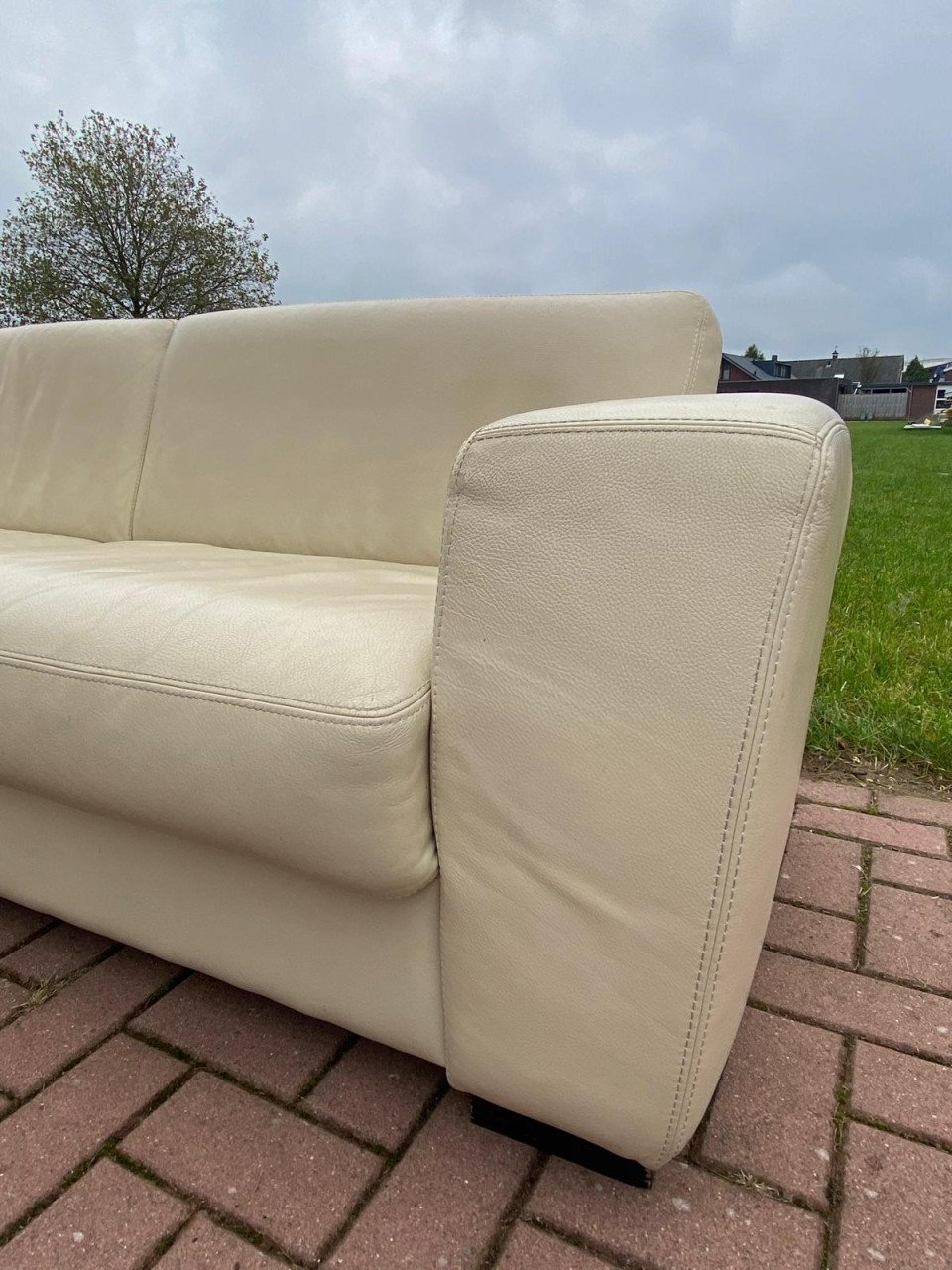 GRATIS LEVERING Mooie Echt Leer 3 + 1.5 -zits Bankstel
