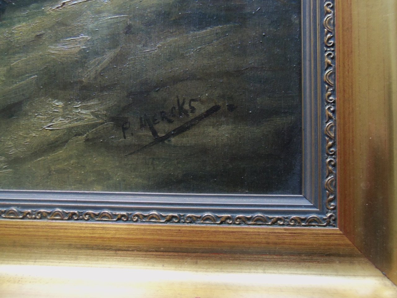 GESIGNEERD OLIEVERF OP PANEEL