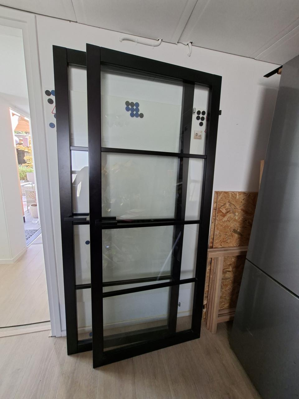 Binnendeur zwart industrieel look, 2 stuks, rechtsdraaiend