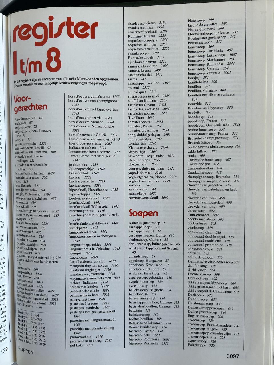 Menu spectrum recepten encyclopedie.