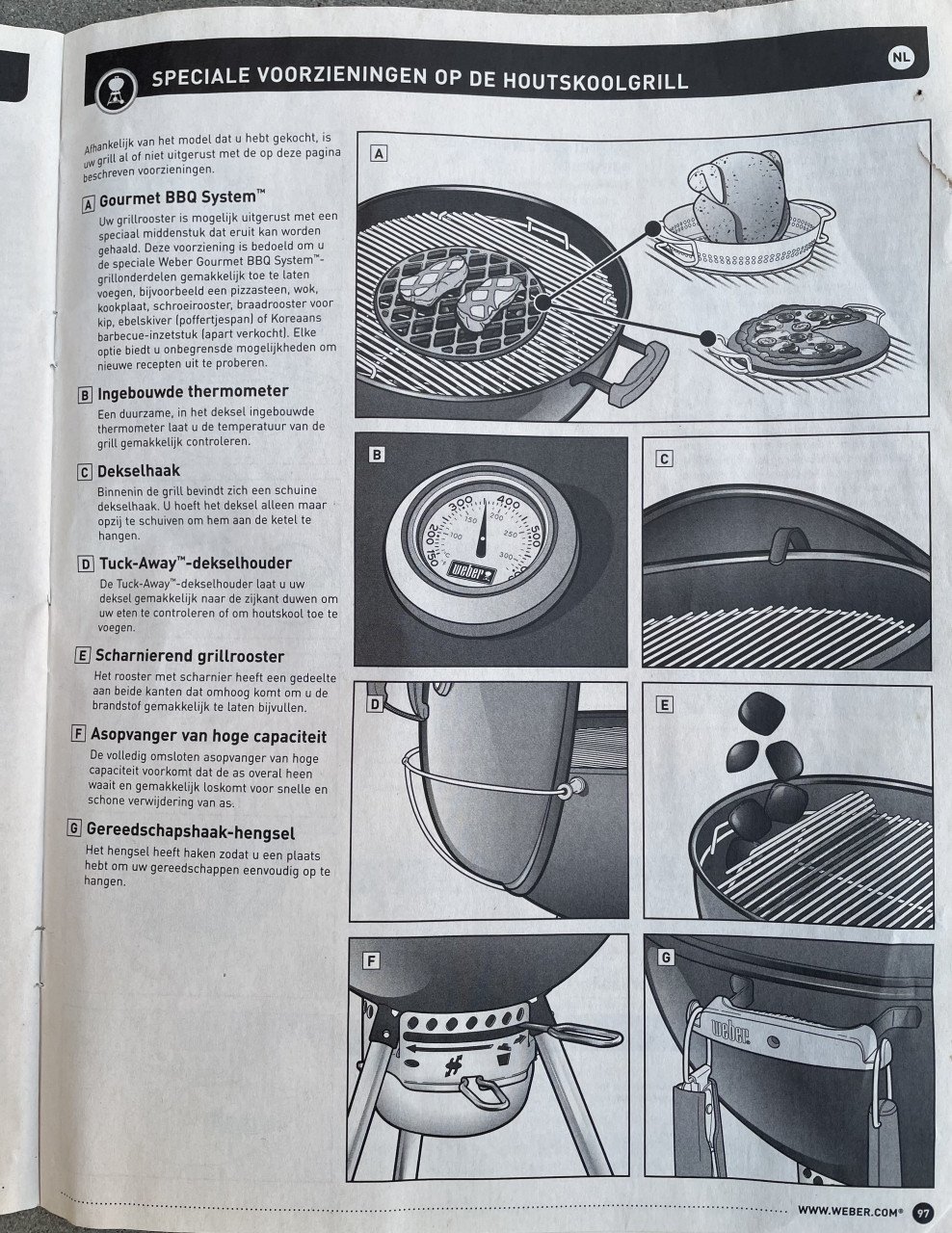 Weber master touch bbq, met Weber brikettenstarter set