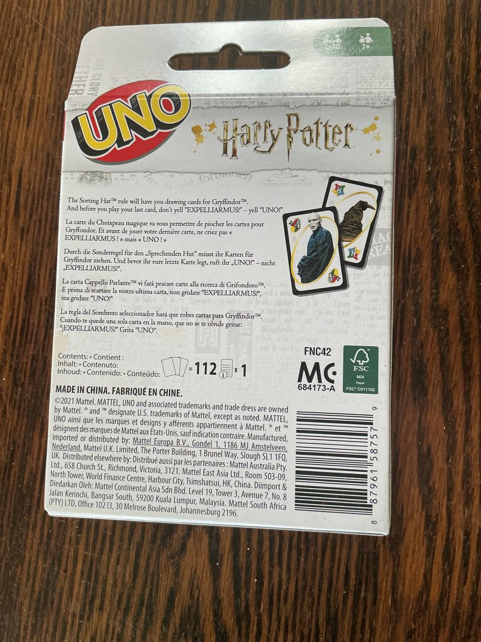Nieuw. UNO Harry Potter