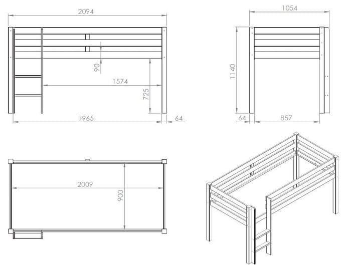 Halfhoogslaper Charlotte met bedtent Space