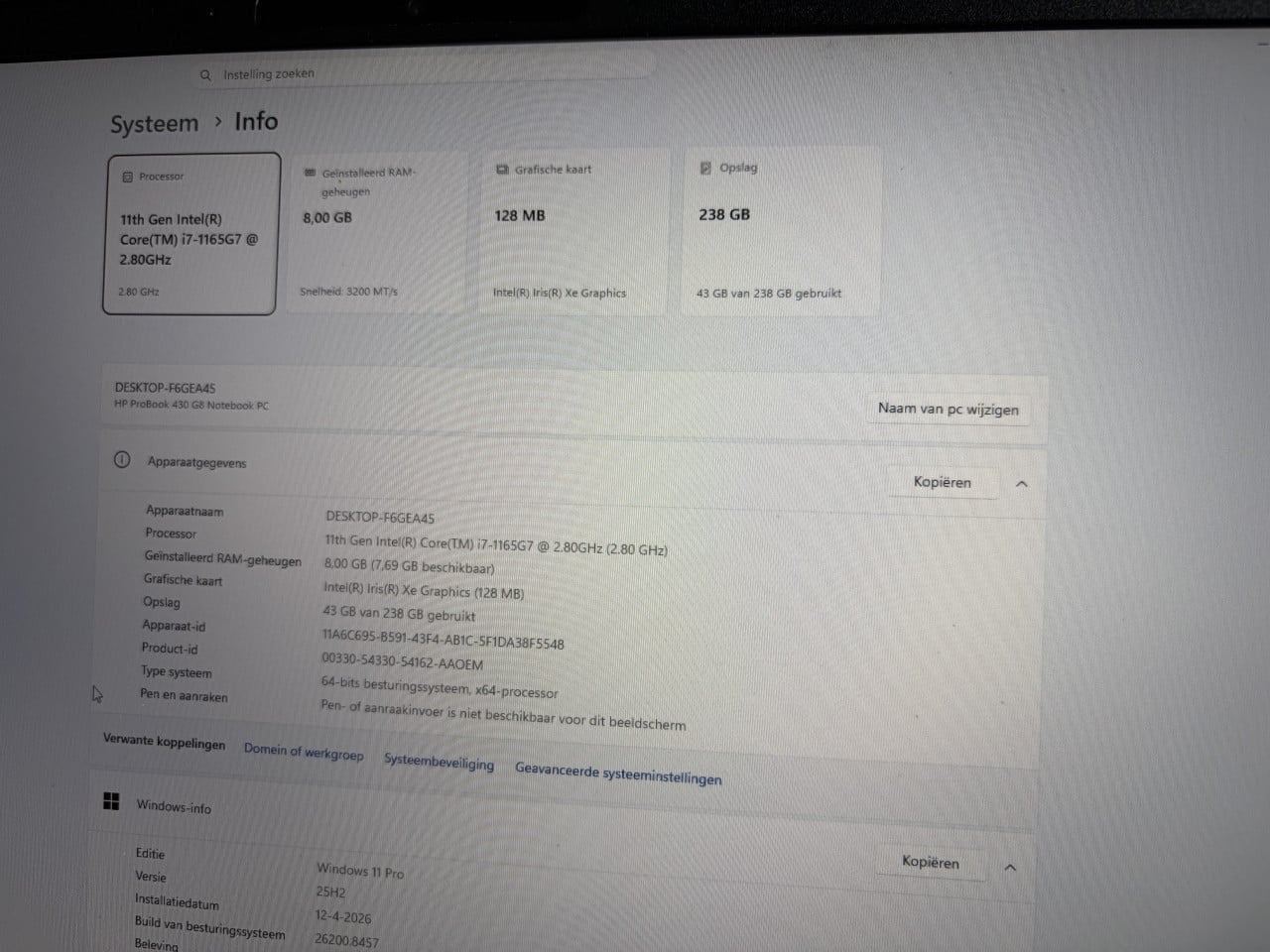 HP ProBook 430 G8 |13,3" | Intel i7 | 8GB RAM | 256GB SSD | Windows 11
