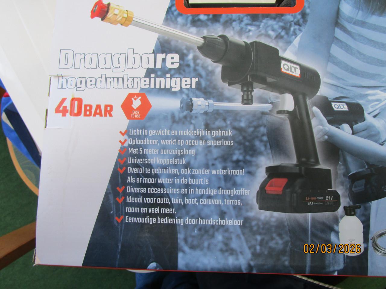 Hogedrukreiniger draagbaar (accu)