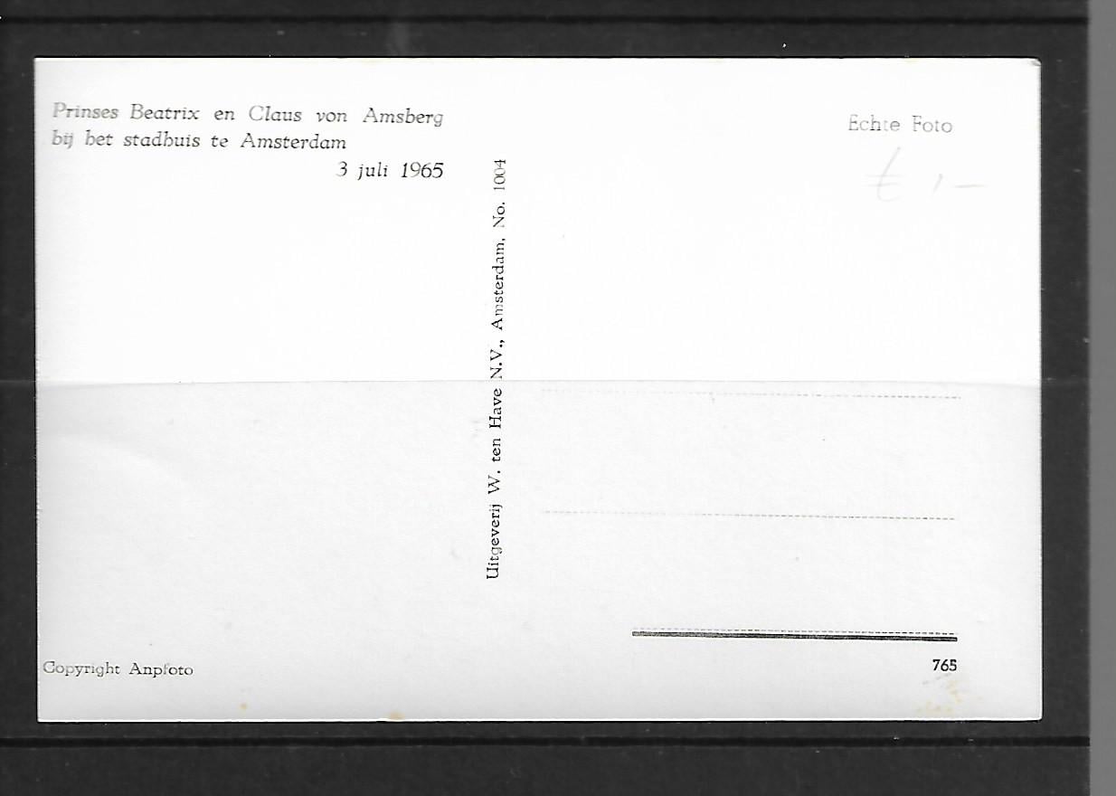 Ansichtkaart     A 1004  Prises Beatrix en Claus 3 juli 1965