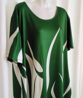 Aparte groen/witte lange jurk