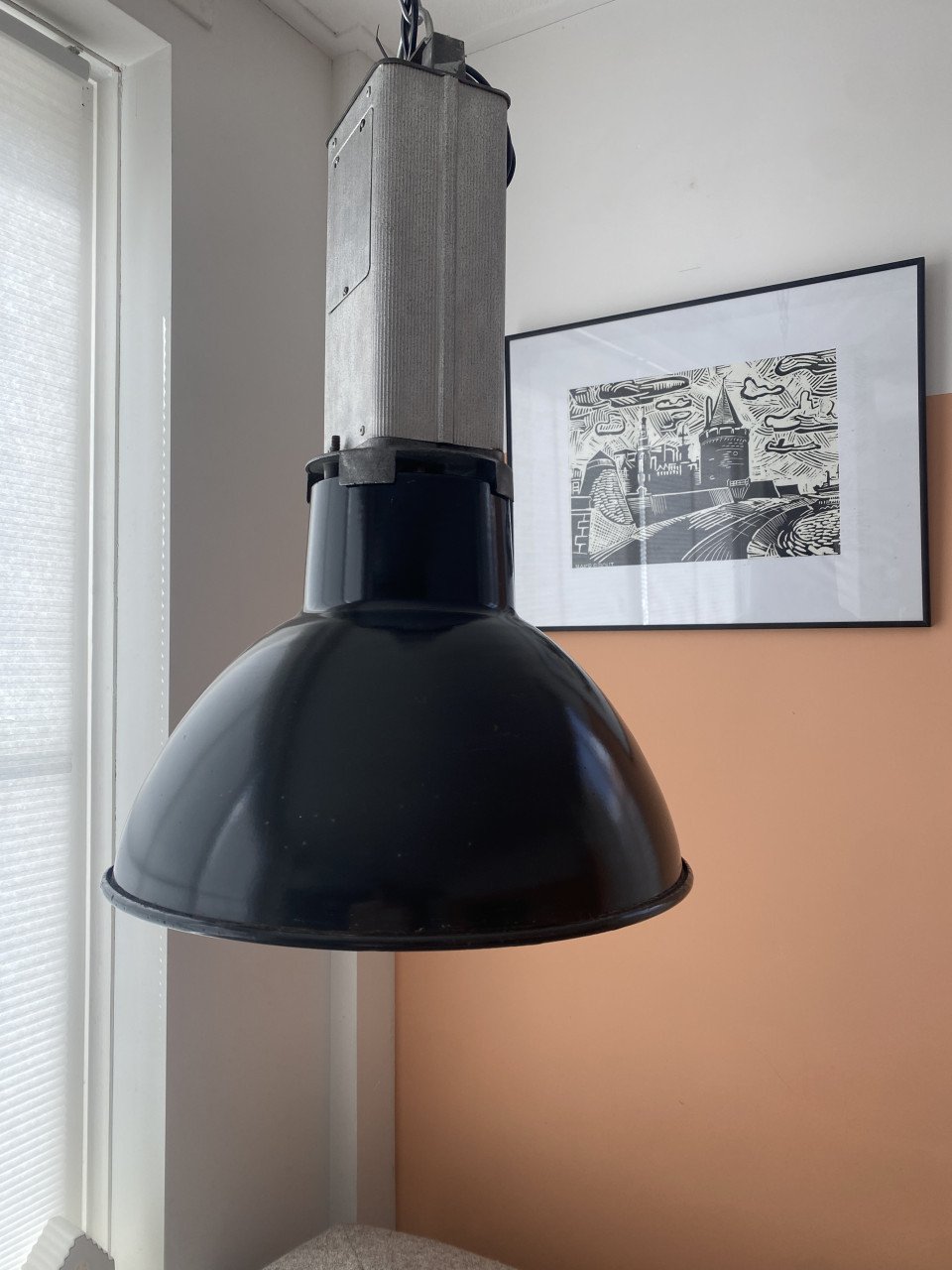 Antieke brocante industriële vintage fabriekslamp