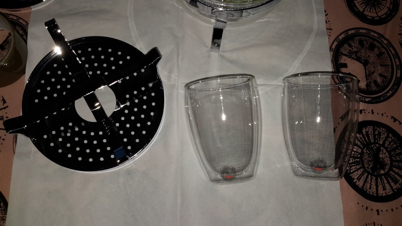 Bodum Chambord theeset theepot + rechaud + 2 glazen Pavina