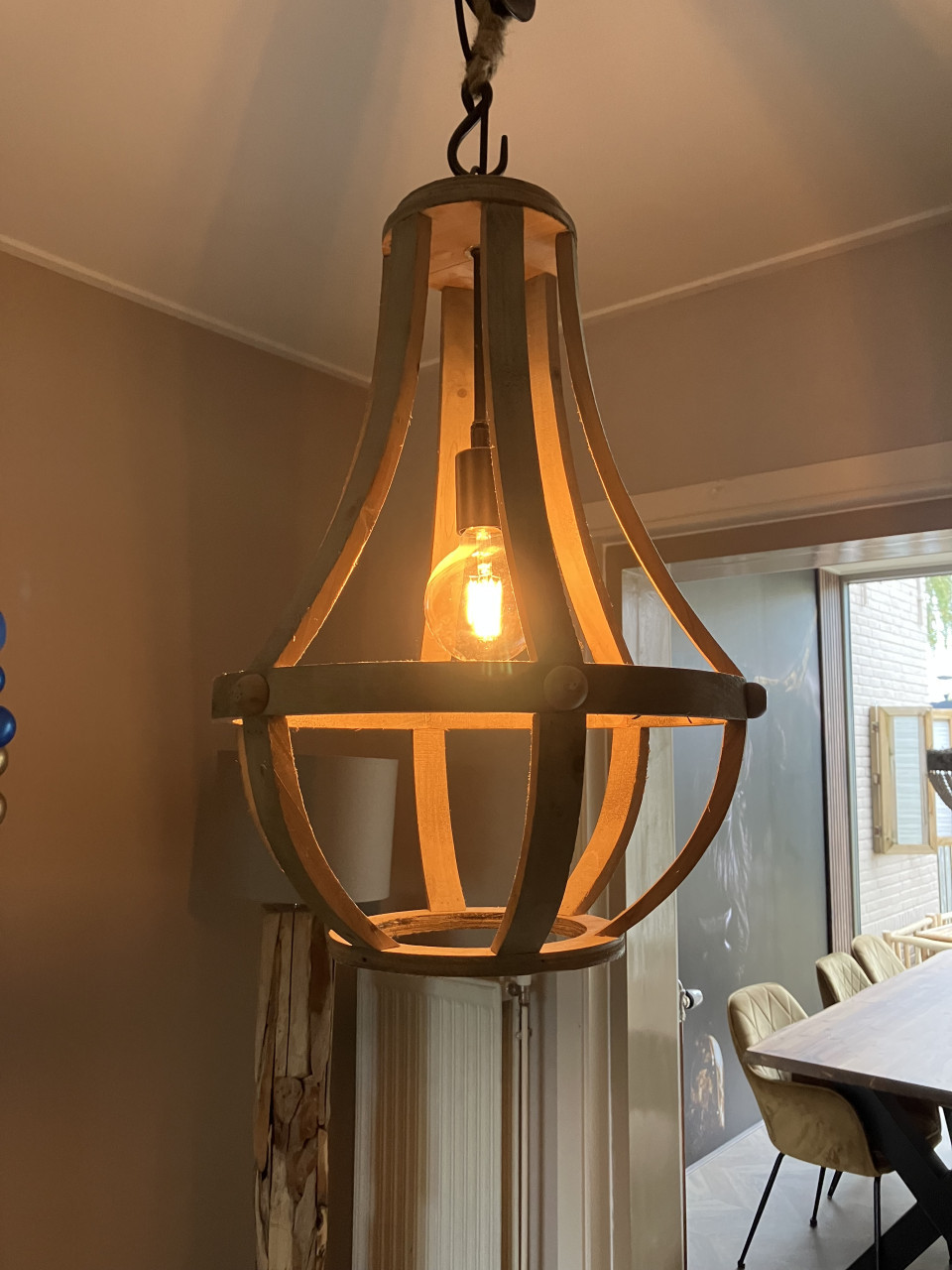 Landelijke houten hanglamp Liberty Bell