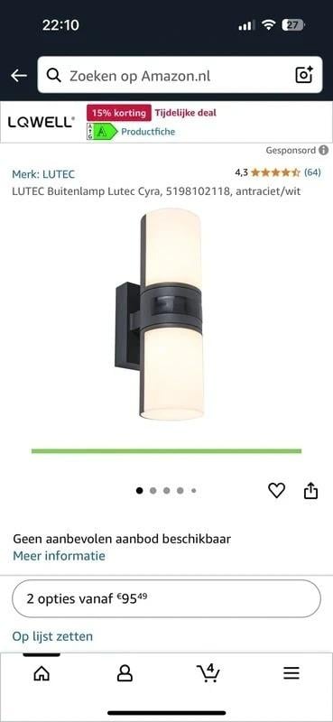 Lutec buitenlamp met sensor – Nieuw in doos 💡