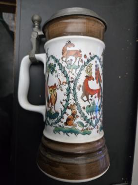 Vintage Duitse porseleinen bierpul (Bierkrug)  1969 Rauschert,