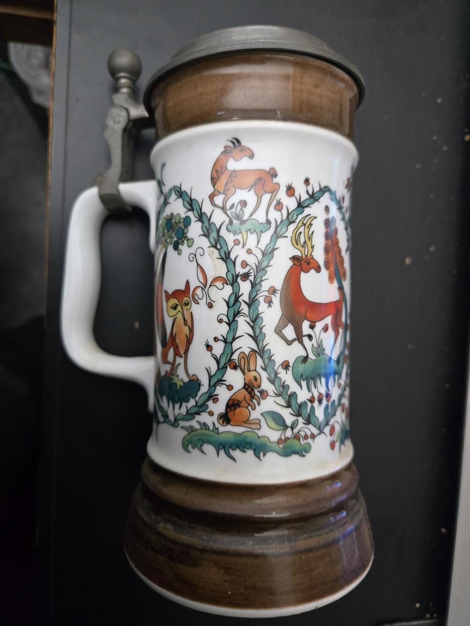 Vintage Duitse porseleinen bierpul (Bierkrug)  1969 Rauschert,