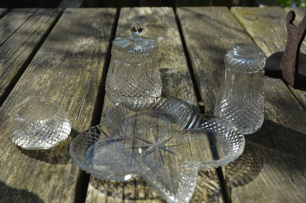 Kristallen condiment set