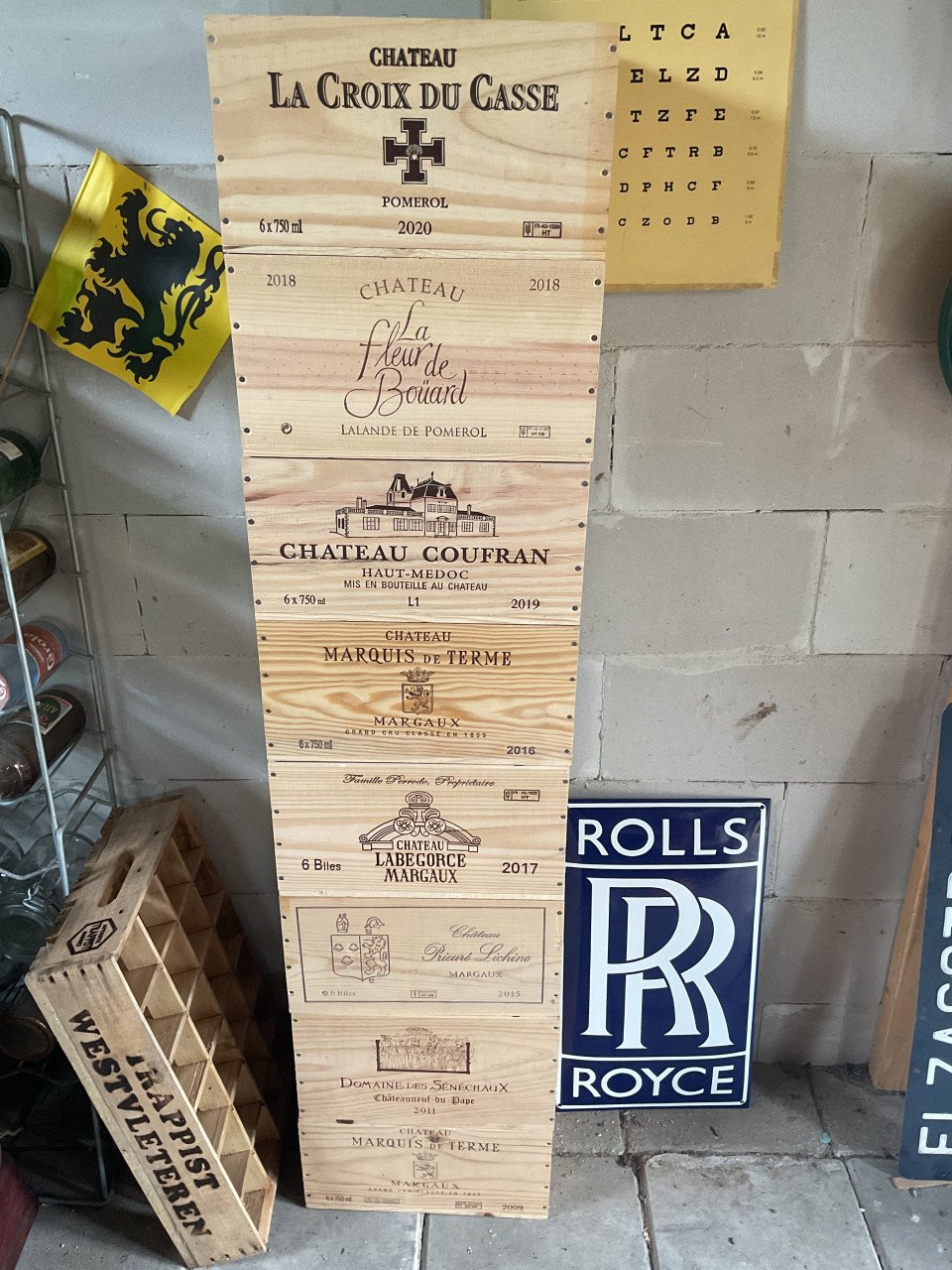 Houten wijnkisten met opdruk