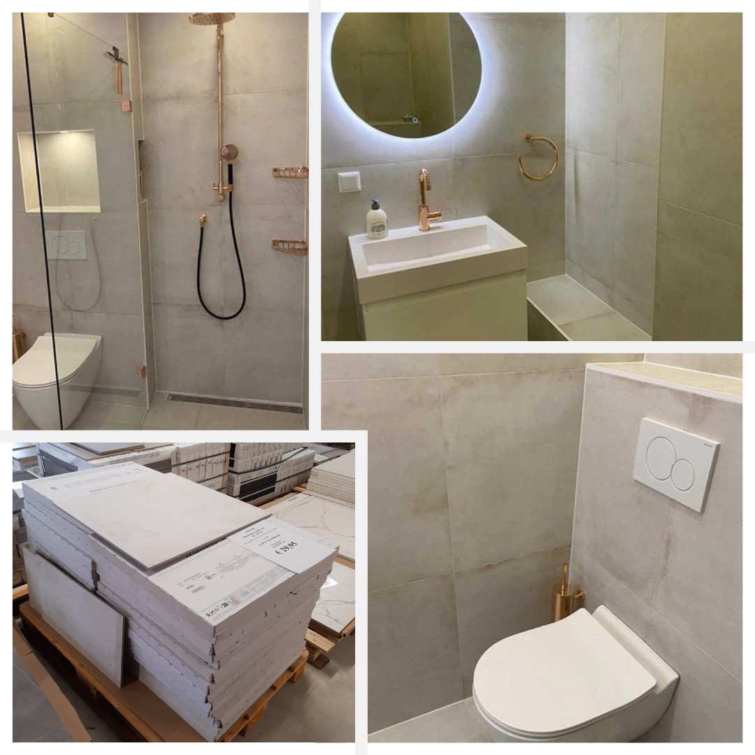 3030-294 ca 15,5 m² Betonlook tegels wit/beige, 60x60 van € 63,95/m² voor