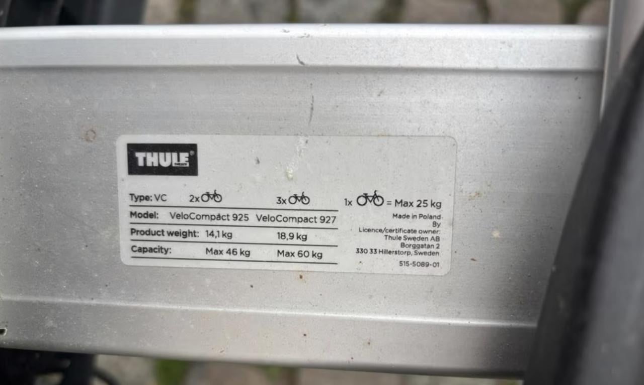 Thule kantelbare fietsendrager voor 2 E bikes