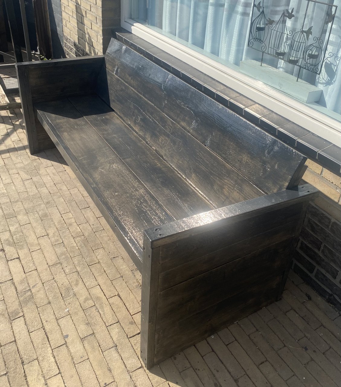 Splinternieuwe steigerhouten tuinbank incl kussens