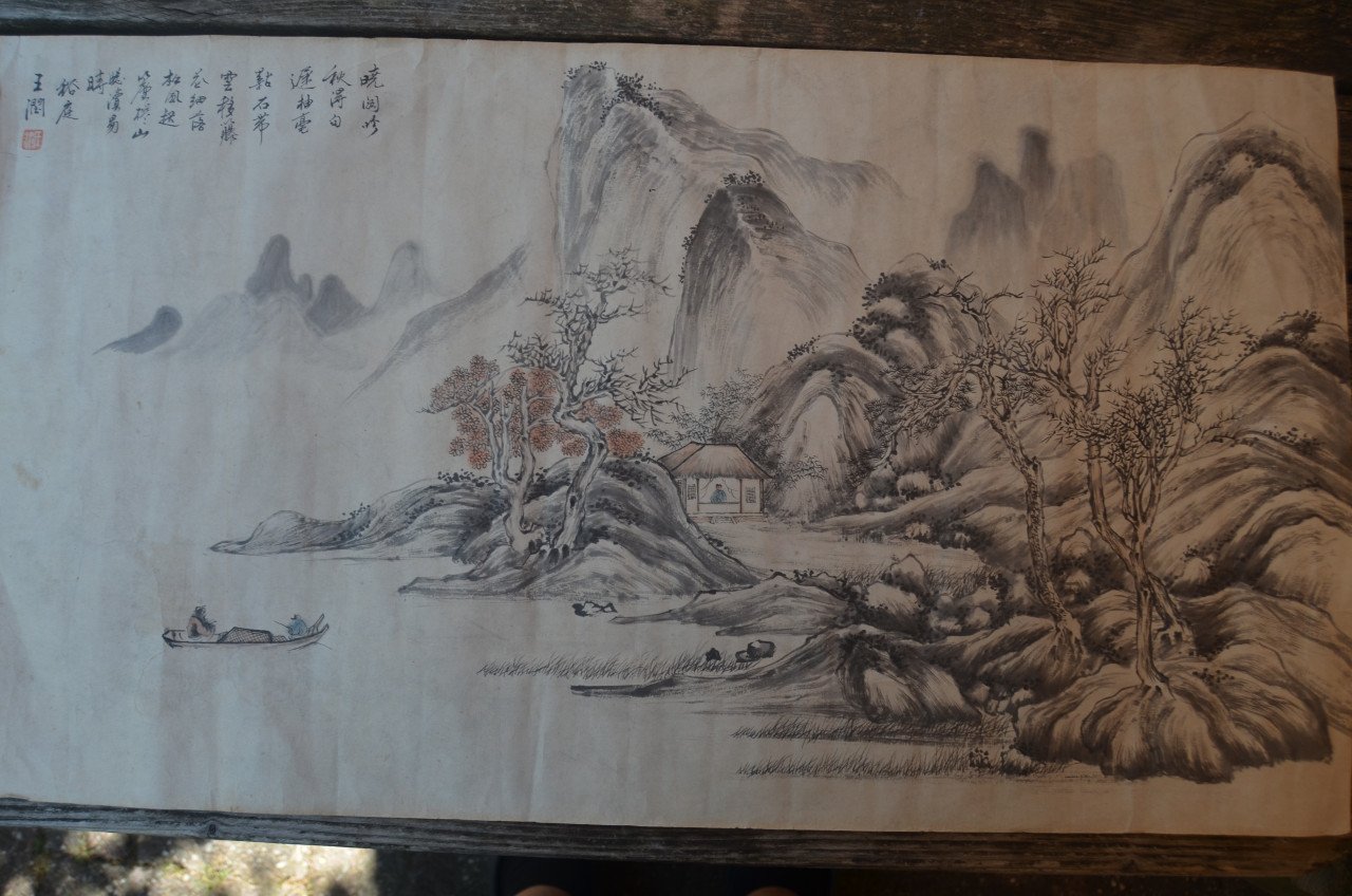 Fraaie Chinese scroll gesigneerd Wang Run