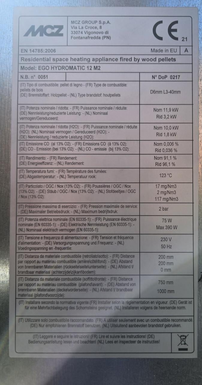 Pellet cv kachel MCZ