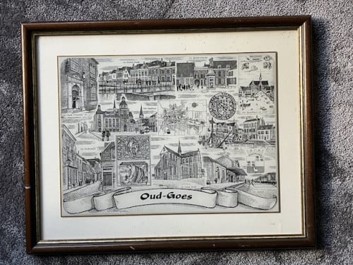 Glasgravure van historisch Goes