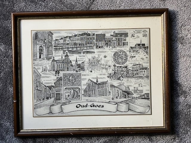 Glasgravure van historisch Goes