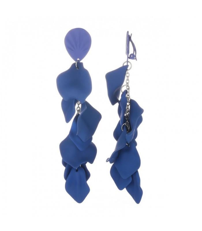Oorclips blauw met gelaagde hangers