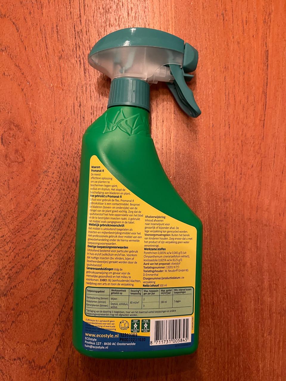 Promanal-R ECOstyle 500ml tegen wolluis, spint en dopluis