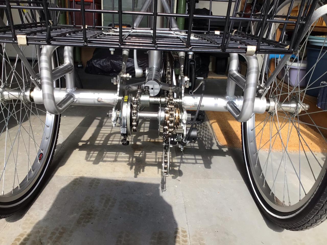 Popal 3 wielfiets met mandje, remmen aangepast