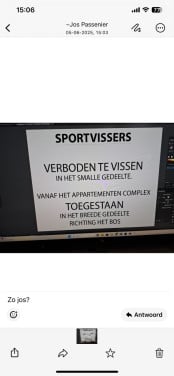 Sportvissers op de vijver Souburg niet in het smalle gedeelte vissen A.U.B