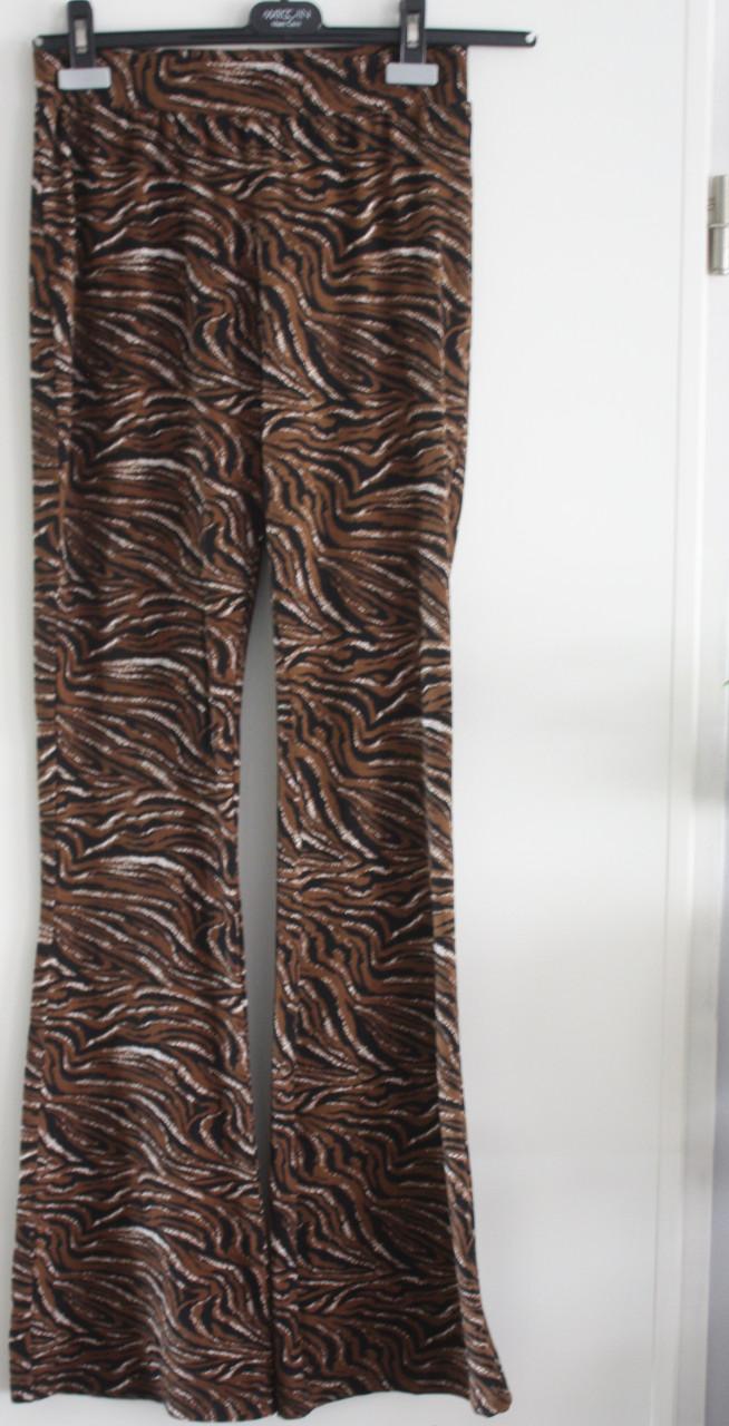 Zwart bruine zebraprint broek maat m