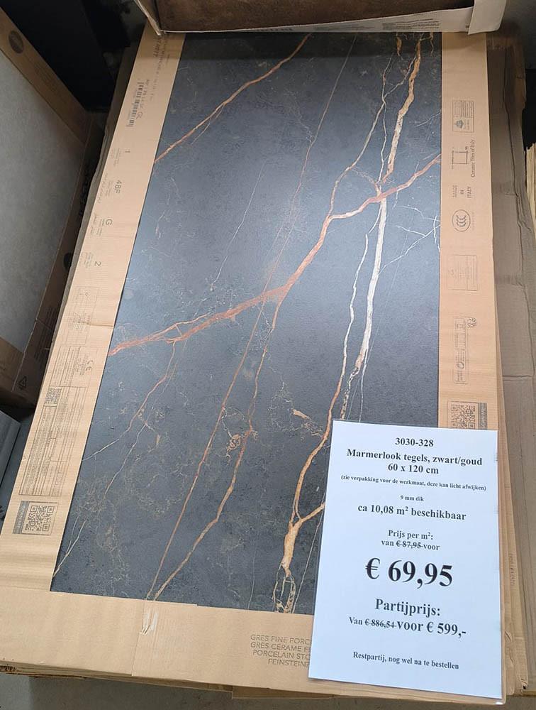 3030-328 ca 10 m² marmerlook zwart  mat, van € 87,95/m²  voor