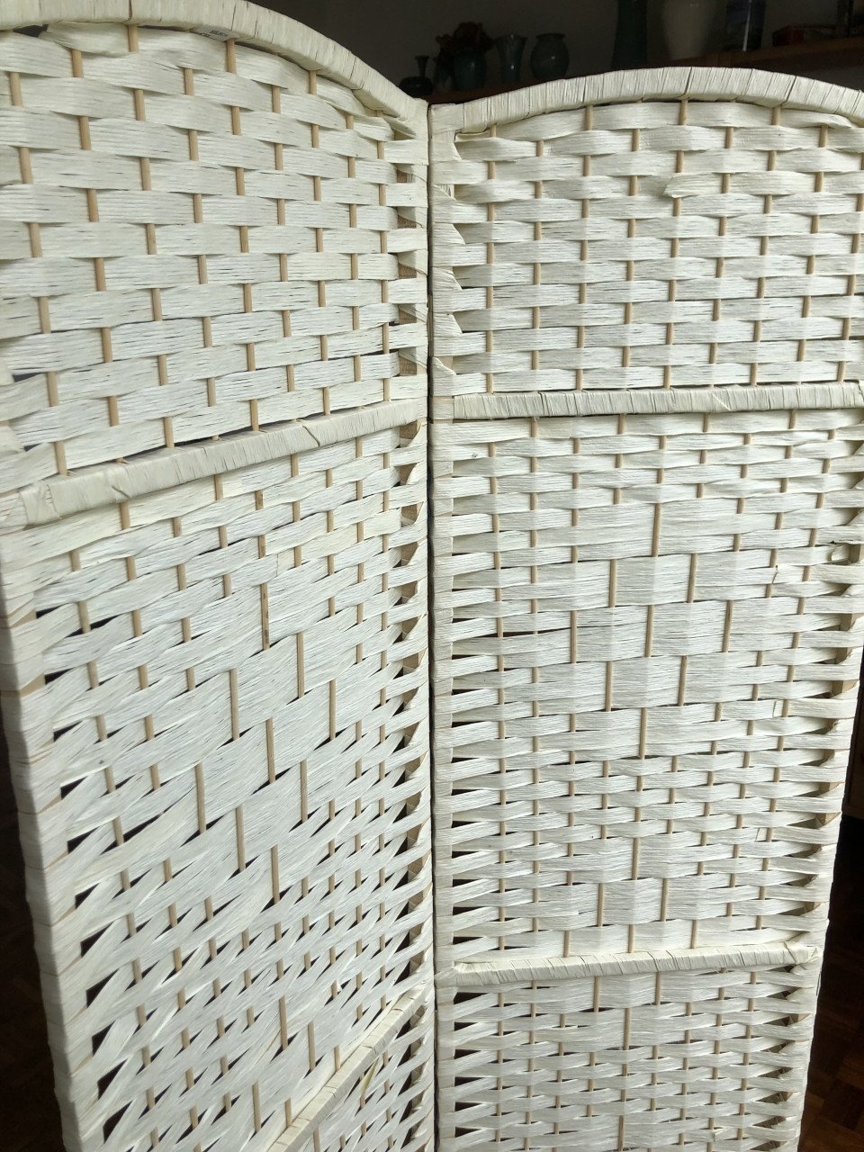 Kamerscherm nooit gebruikt, LW Collection, gebroken wit- rotan/riet