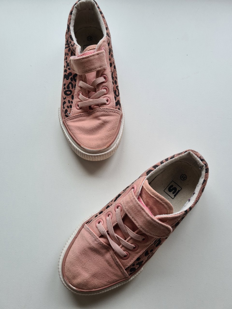 Roze / zalm roze tijgerprint klittenband sneakers Maat 31
