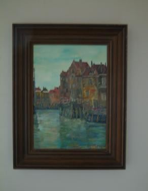Schilderij haven geschilderd van uit Zwolle  Jac Caljouw