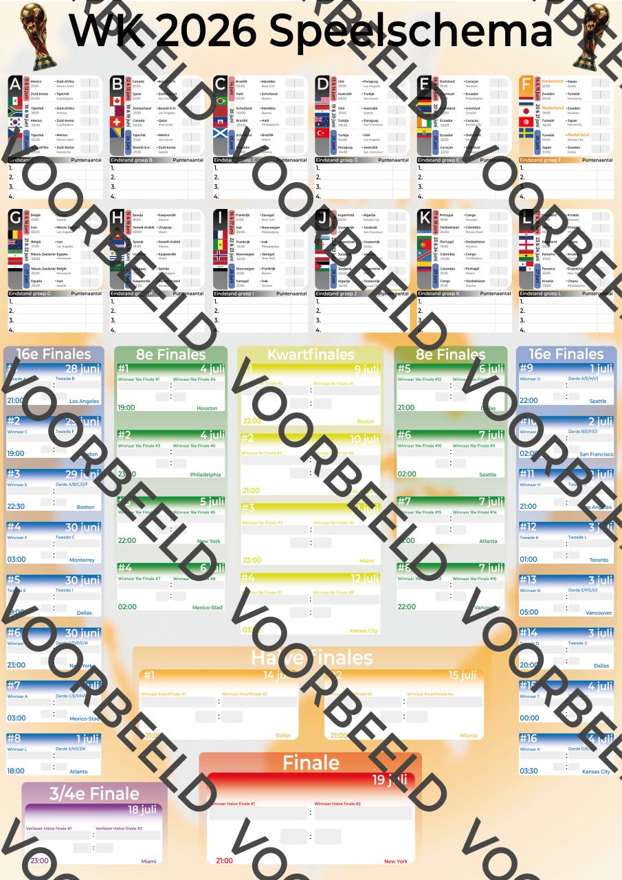 Poster Speelschema WK2026