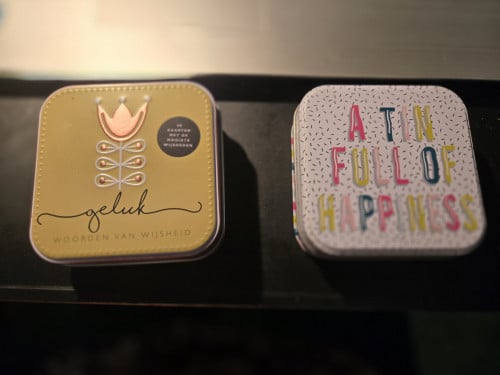 3 doosjes met kaarten voor wijsheden, geluk en goed gevoel.
