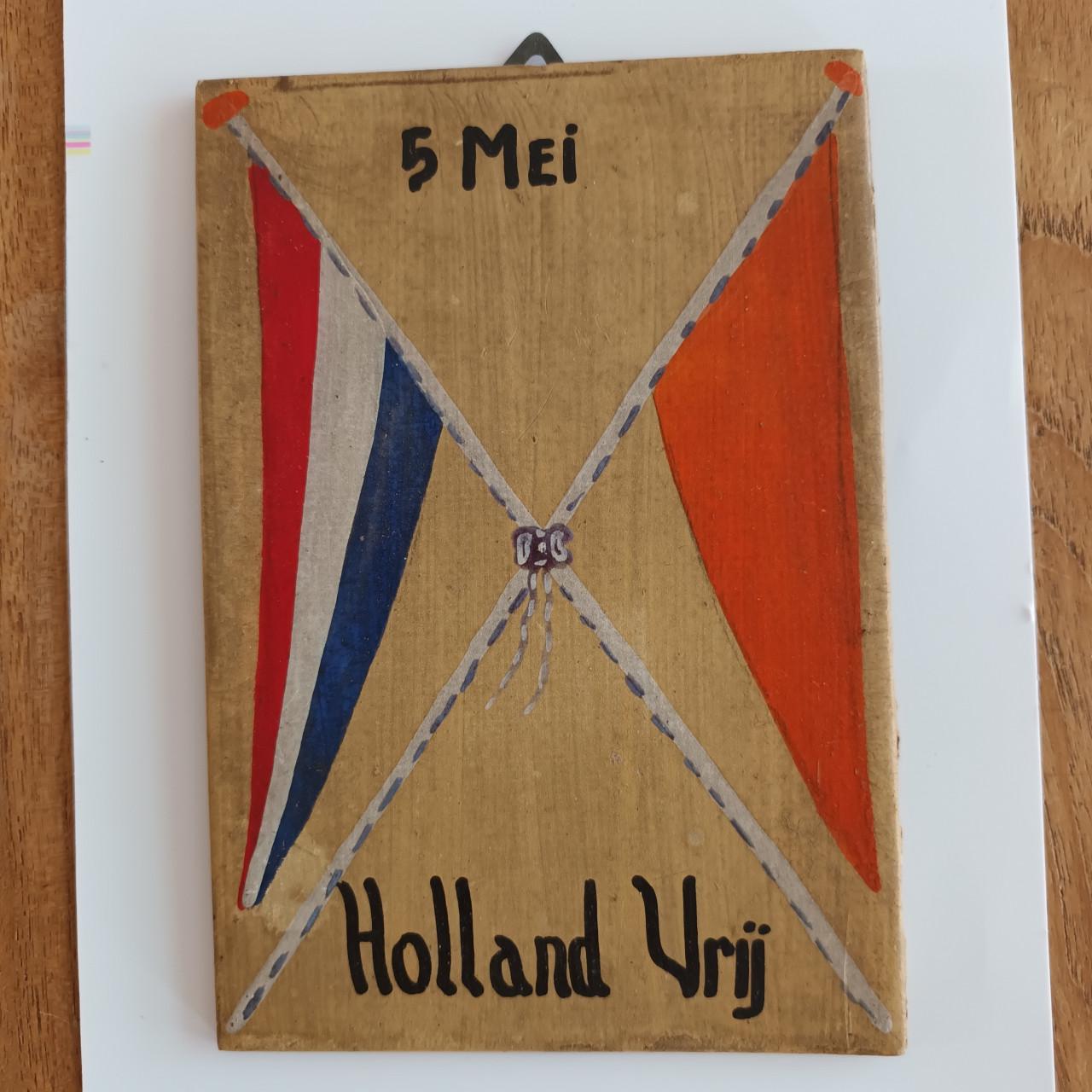Bevrijdingsbordje 1945 handgemaakt van hout