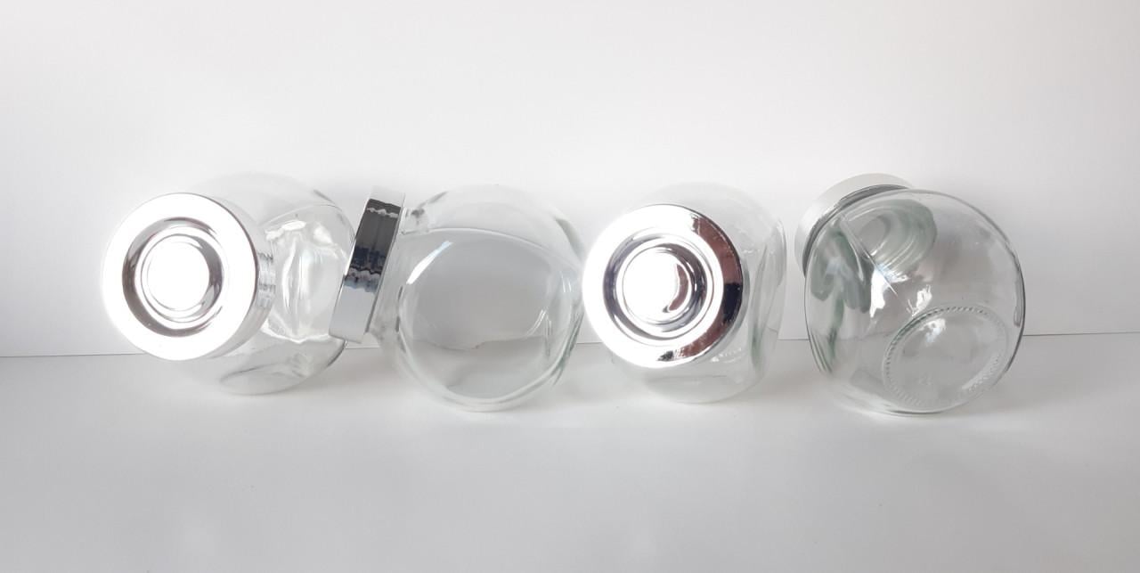 4 Alpina glazen voorraadpotjes met schroefdeksel met vlakke bodem
