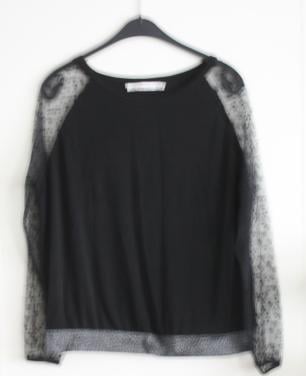 Zwarte top met dunne mouwen met ster print  maat m