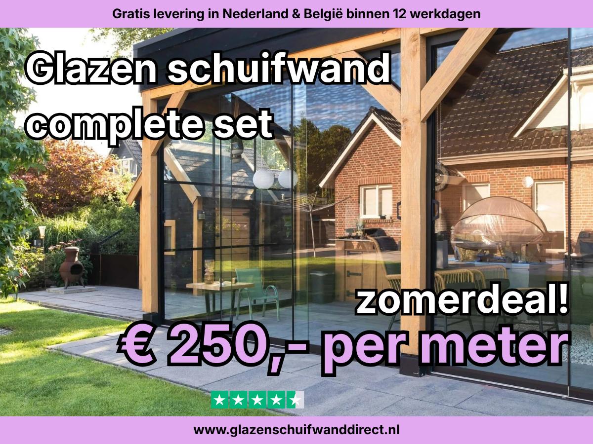 Glazen Schuifwand Compleet – Gratis Bezorgd - €250 per meter!