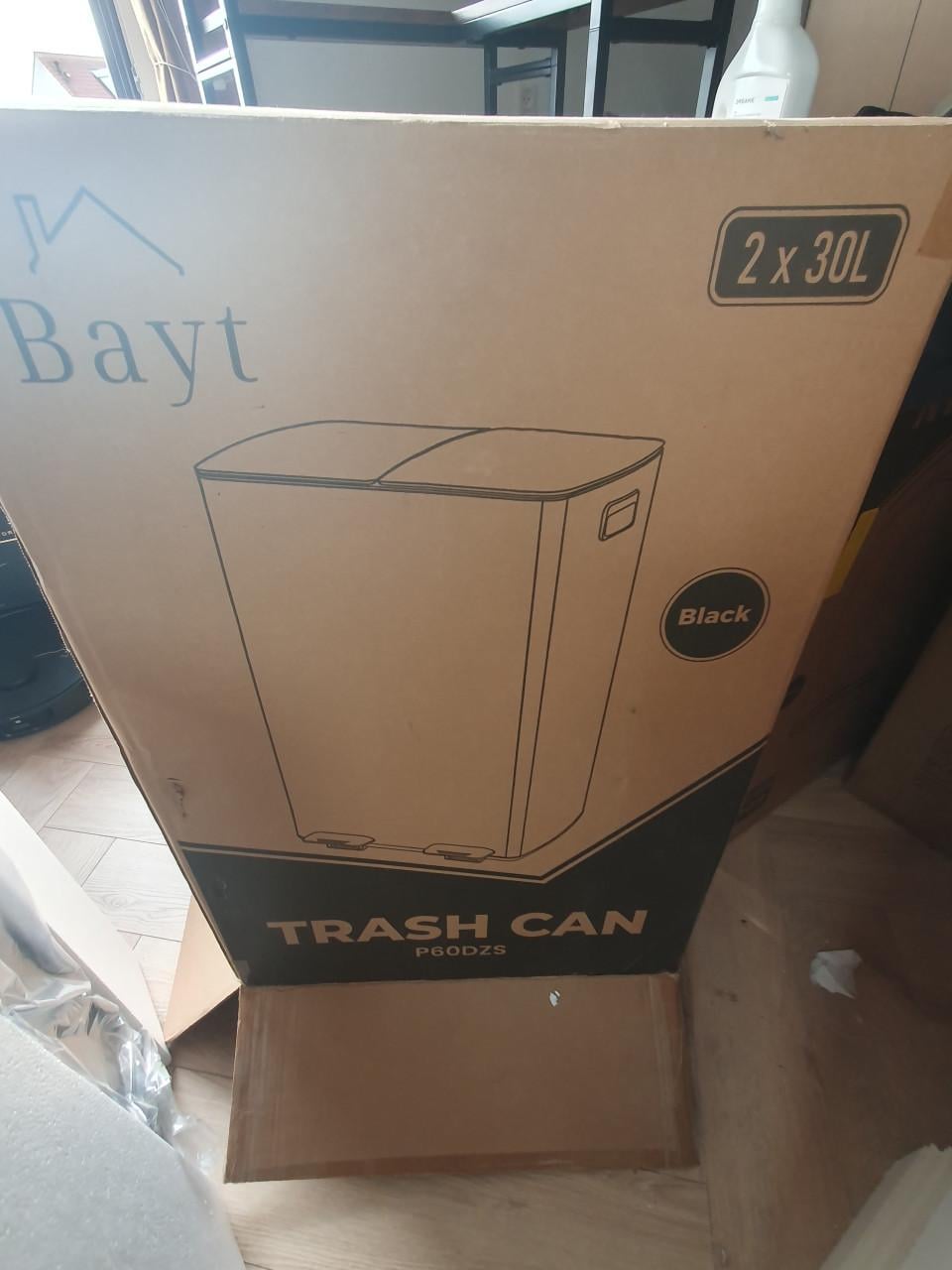 Bayt Prullenbak 60L – 27L + 33L – 2 Compartimenten – Touch – Zwart