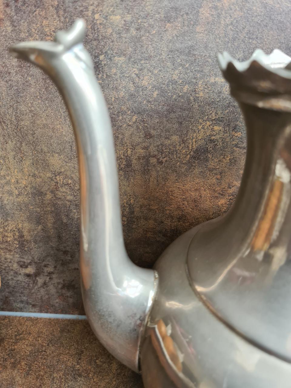 Prachtige antieke tinnen koffiekan of theepot wrs Daalderop