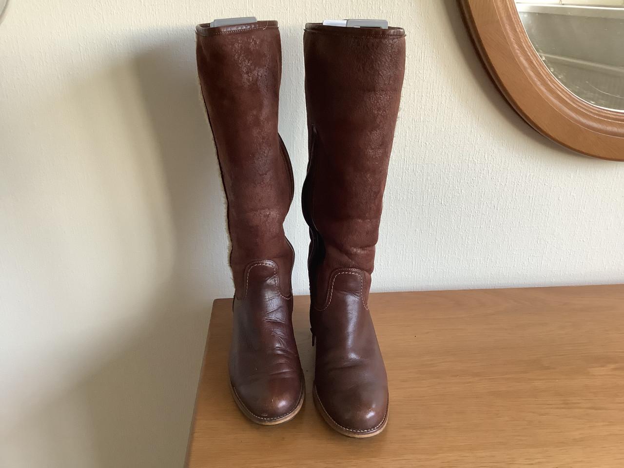 Gabor Laarzen Jak leer - bont gevoerd - kleur Mokka - boven wijdte 32/38 cm