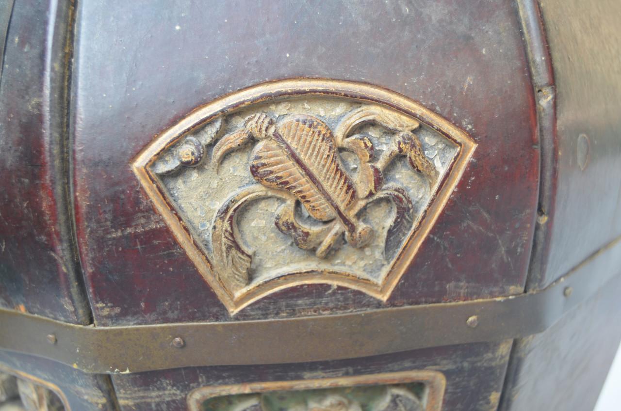 Chinese houten theepothouder octagonaal, gesneden, hout