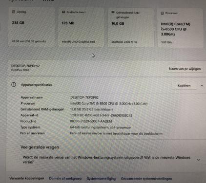 Dell Optiplex 3060/Win11/6 core / i5-8500/M2-3280/NVMe /Wifi/Bleuth/238 Gb/