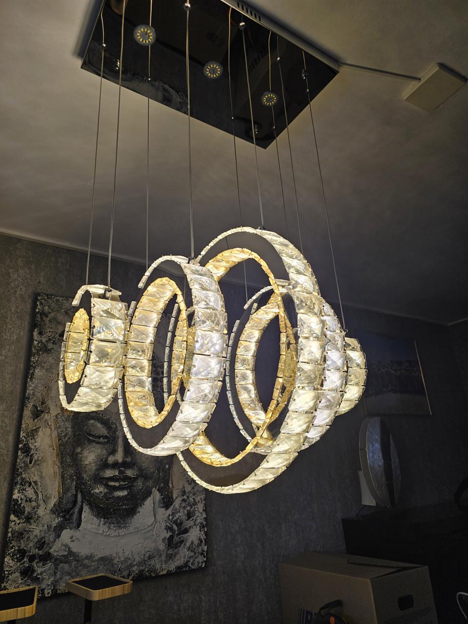 Plafond Hanglamp met 5 kristallen ringen