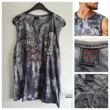 Violento tanktop met een grijze / blauwe tie-dye print Mt XL